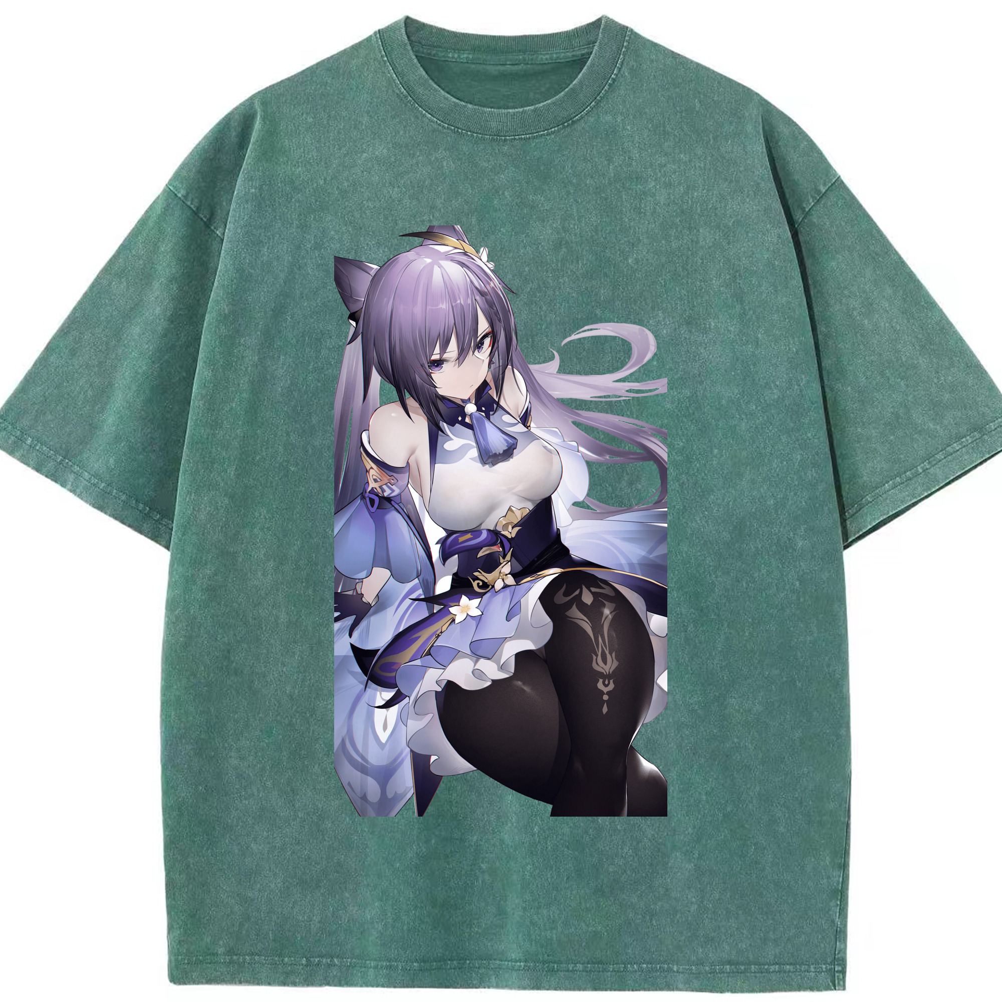げんし神 刻晴 こくせい genshin Kokusei 綿100% ヴィンテージ風 半袖Tシャツ（フロントプリント）
